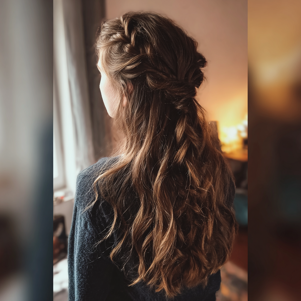 half up half down braids: True Braid in 30 Days Result