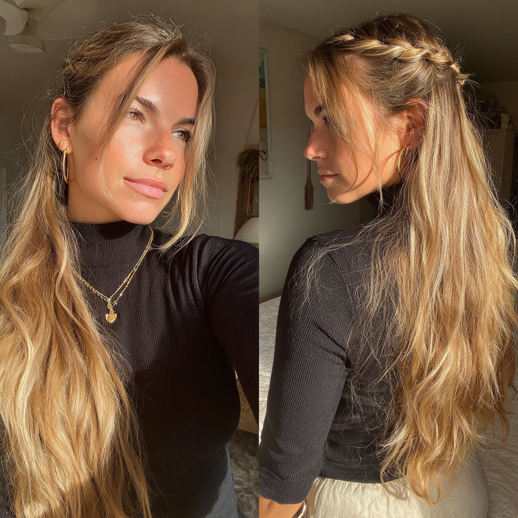 half up half down straight hair: True shine in 30 days